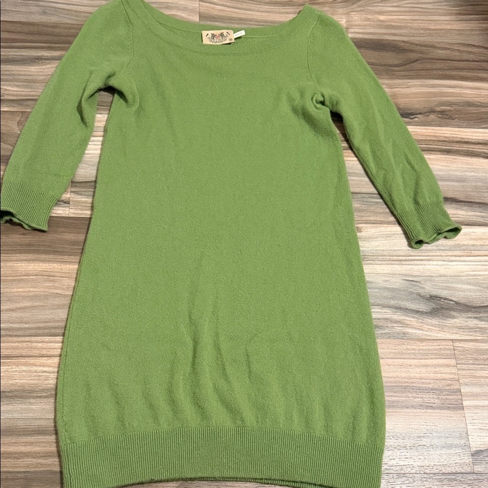 JUICY COUTURE 3/4 Sleeve Green Cashmere Mini Sweater Dress Women’s Sz. M